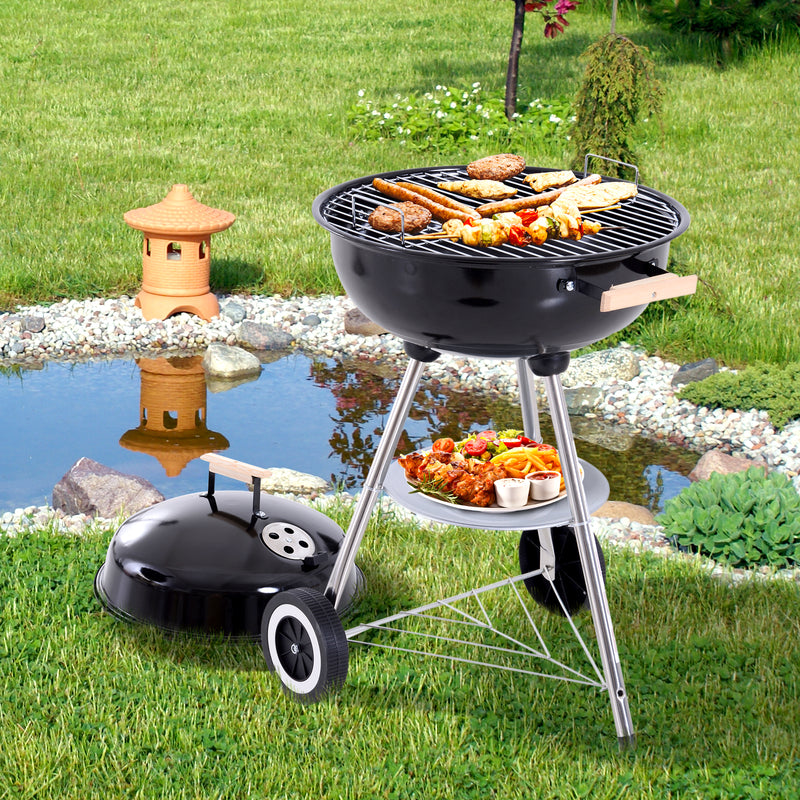 BBQ Grill Charcoal Grill Portable Charcoal BBQ Round Kettle Grill Outdoor Heat Control Party Patio Barbecue
