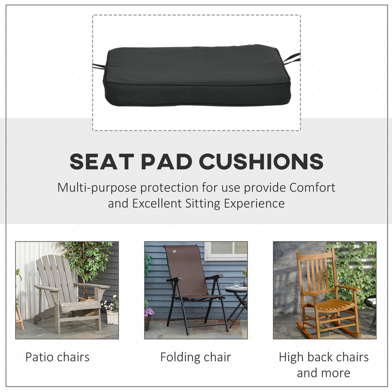 Set of 6 Chair Cushion Seat Pads Dining Chair w/ Straps Indoor Outdoor Removable Tie On Garden Patio Black