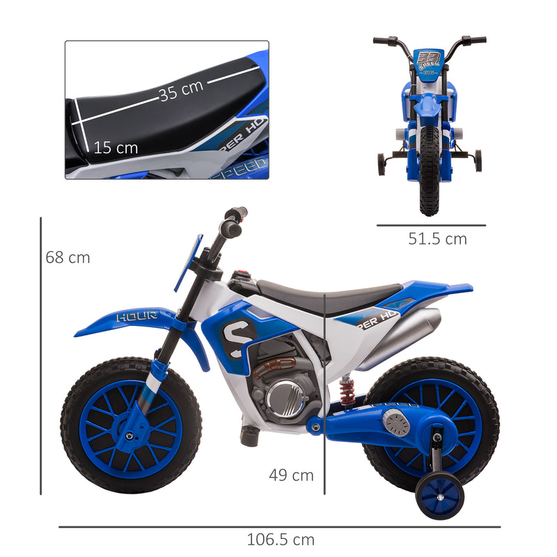 12V Kids Electric Motorbike Ride On Motorcycle Vehicle Toy with Training Wheels for 3-5 Years Old, Blue