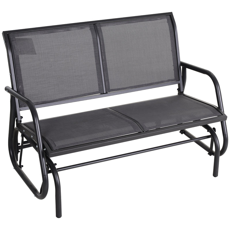 2-Person Outdoor Glider Bench Patio Double Swing Chair Loveseat w/Power Coated Steel Frame for Backyard Garden Porch, Grey