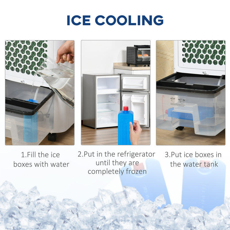 Portable Air Cooler, Evaporative Anion Ice Cooling Fan Water Conditioner Humidifier Unit w/3 Speed, Remote Controller, Timer for Home Bedroom
