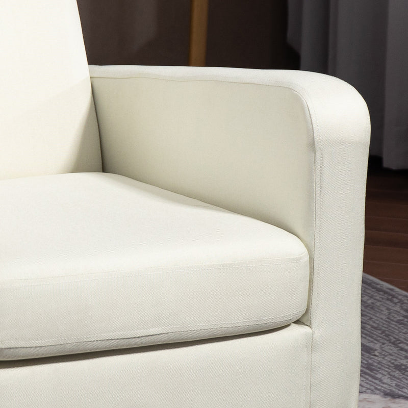 Modern Accent Chair, Occasional Chair with Rubber Wood Legs for Living Room, Bedroom, Cream White