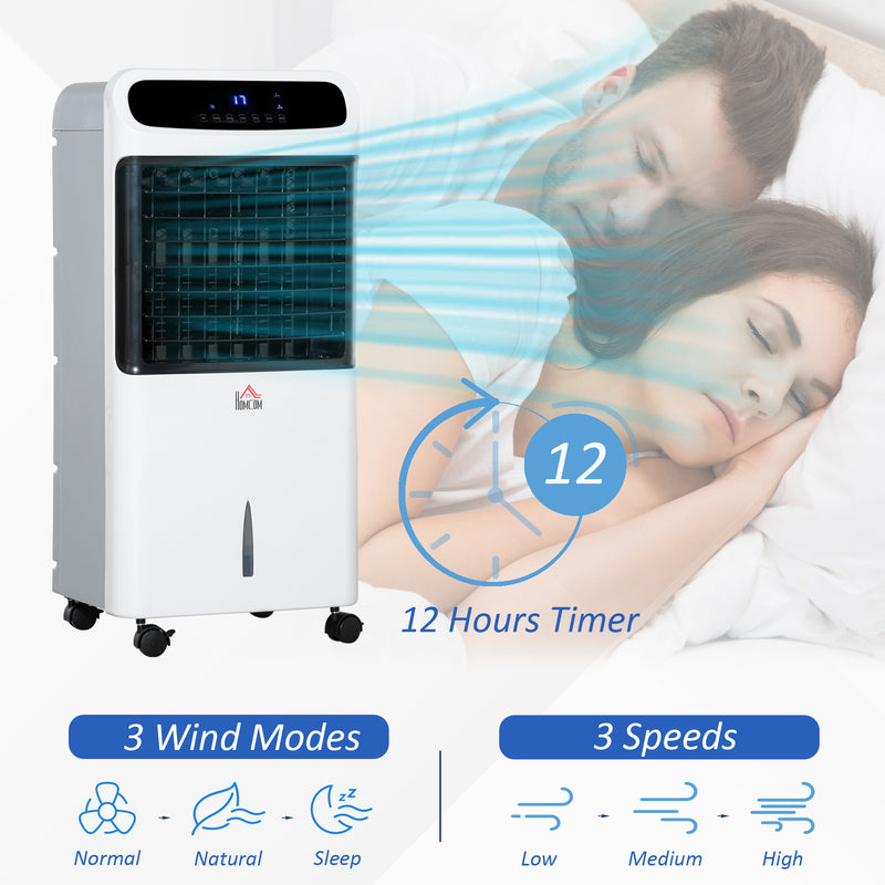 32" Mobile Air Cooler, Evaporative Anion Ice Cooling Fan Water Conditioner Humidifier Unit w/3 Modes, Remote Controller, Timer for Home Bedroom