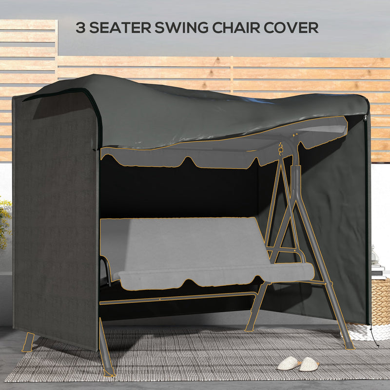 600D Oxford Patio Swing Chair Cover Outdoor Garden Furniture Rain Protection Protector Waterproof Anti-UV Dark Grey 205L x 124W x 164H cm