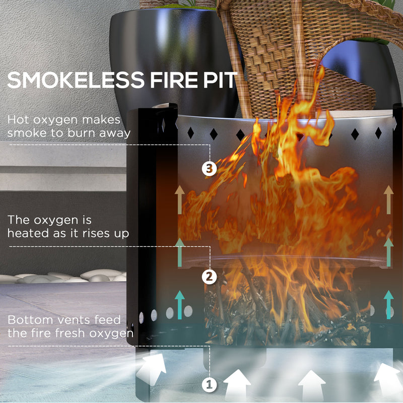 Metal Wood-burning Smokeless Fire Pit, Black