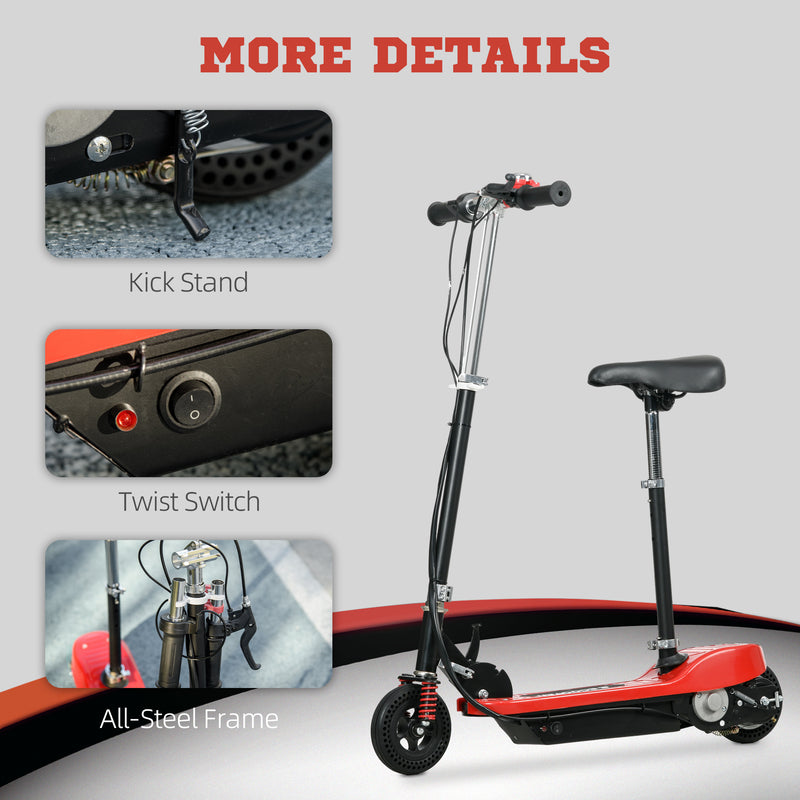 Steel Electric Scooter, Folding E-Scooter with Warning Bell, 15km/h Maximum Speed, for 4-14 Years Old, Red