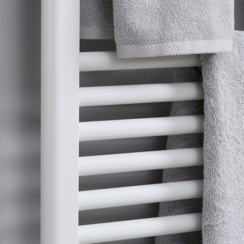 Straight Heated Towel Rail, Hydronic Bathroom Ladder Radiator Towel Warmer For Central Heating 600mm x 1200mm, White