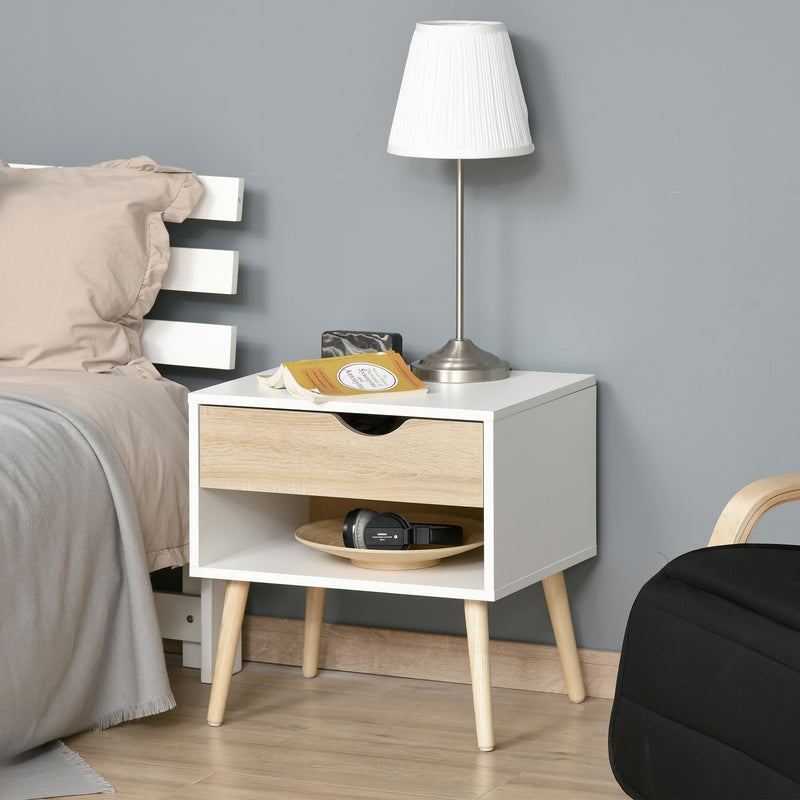 Bedside Table with Drawer and Shelf, Modern Nightstand, End Table for Bedroom, Living Room