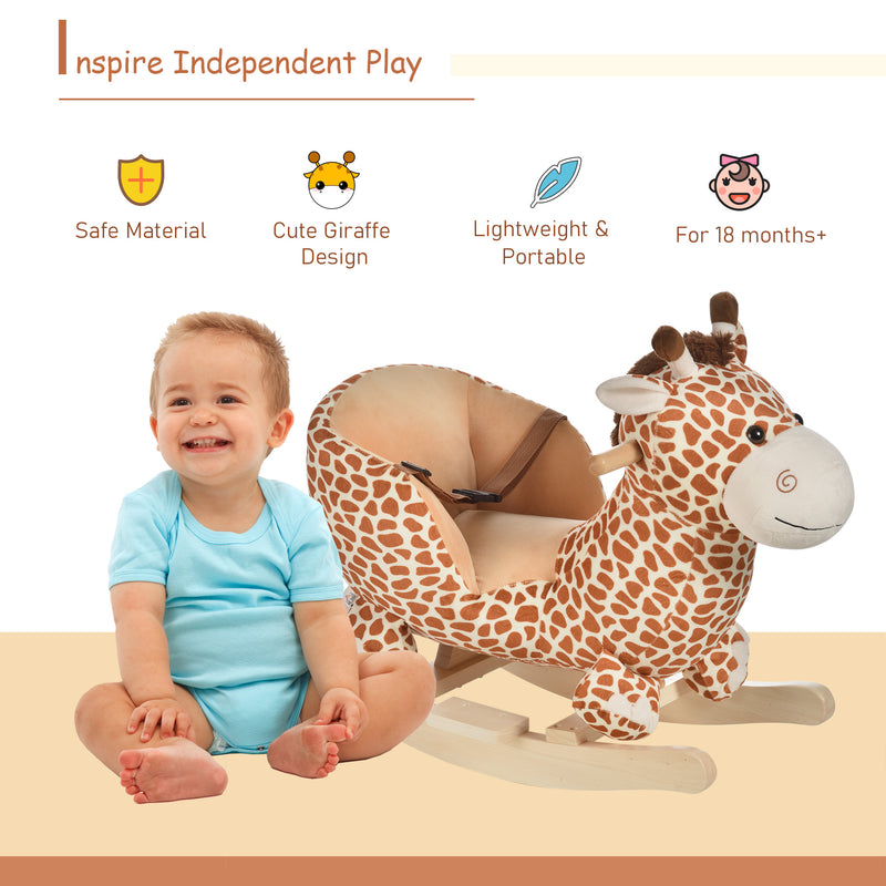 Kids Rocking Horse Toys Giraffe Seat w/ Sound Toddlers Baby Toy-Giraffe
