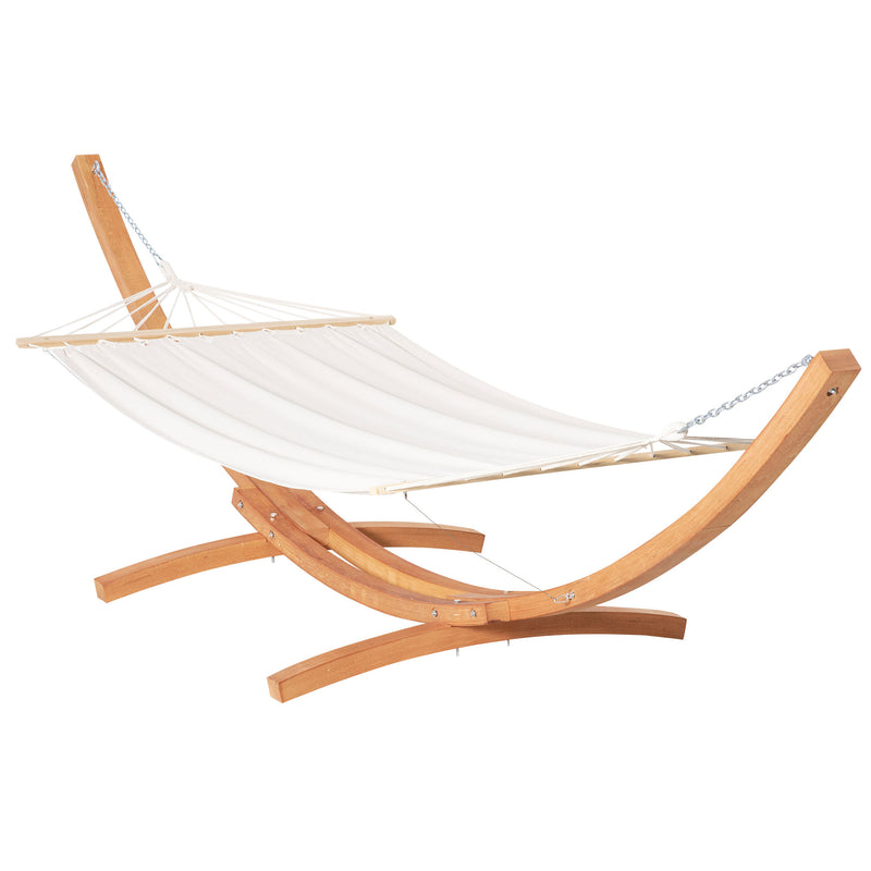Outdoor Garden Hammock with Wooden Stand Swing Hanging Bed for Patio White