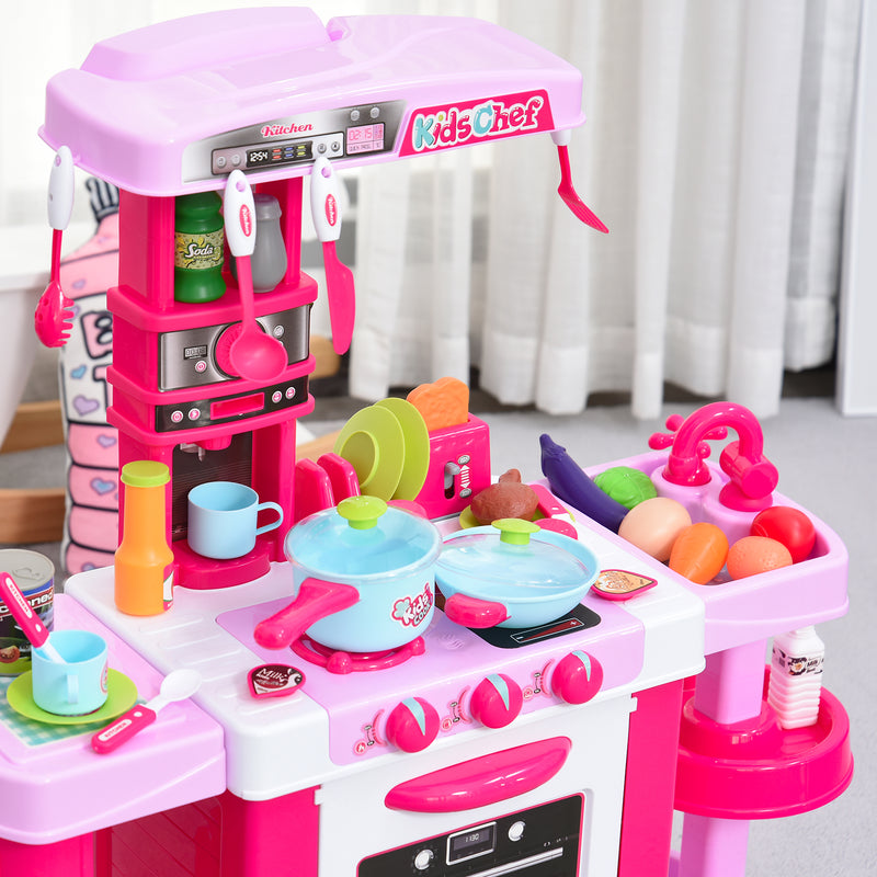 38-Piece Children's Kitchen Play Set w/ Realistic Sounds Lights Food Utensils Pots Pans Appliances