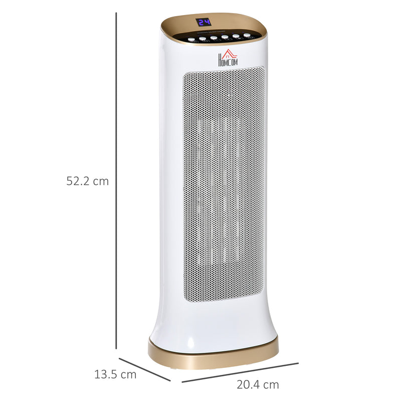 Ceramic Tower Heater 45° Oscillating Space Heater w/ Remote Control 8hr Timer Tip-Over Overheat Protection 1000W/2000W-White