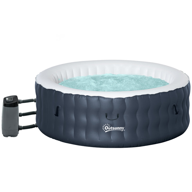 Round Hot Tub Inflatable Spa Outdoor Bubble Spa Pool with Pump, Cover, Filter Cartridges, 4 Person, Dark Blue