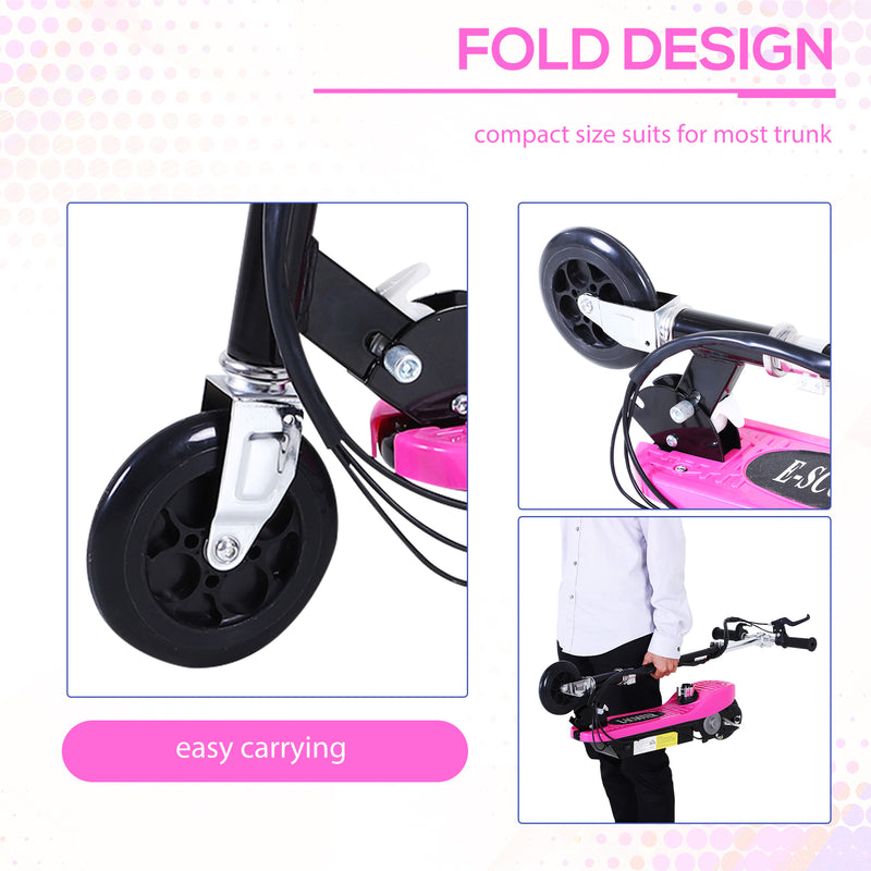 Outdoor Ride On Powered Scooter for kids Sporting Toy 120W Motor Bike 2 x 12V Battery - Pink