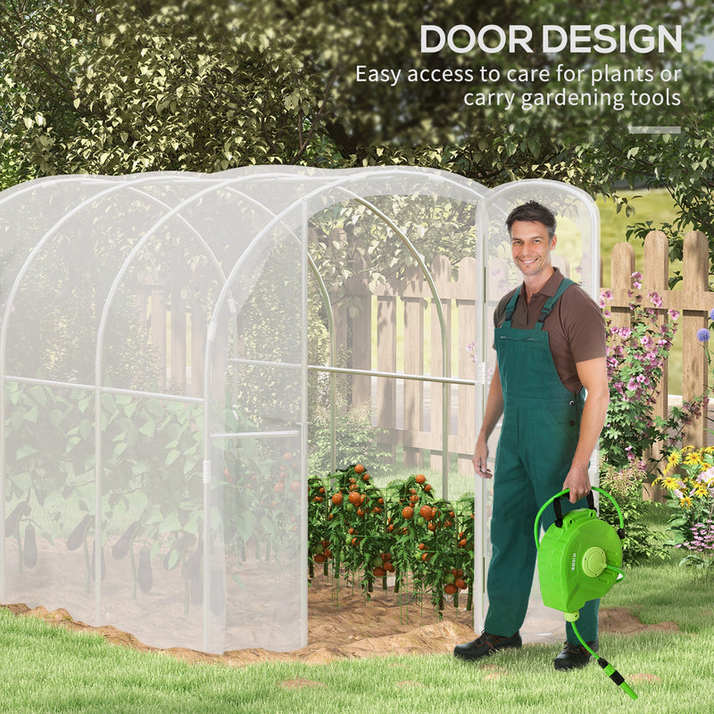 Polytunnel Greenhouse Walk-in Grow House with PE Cover, Door and Galvanised Steel Frame, 3 x 2 x 2m, Clear
