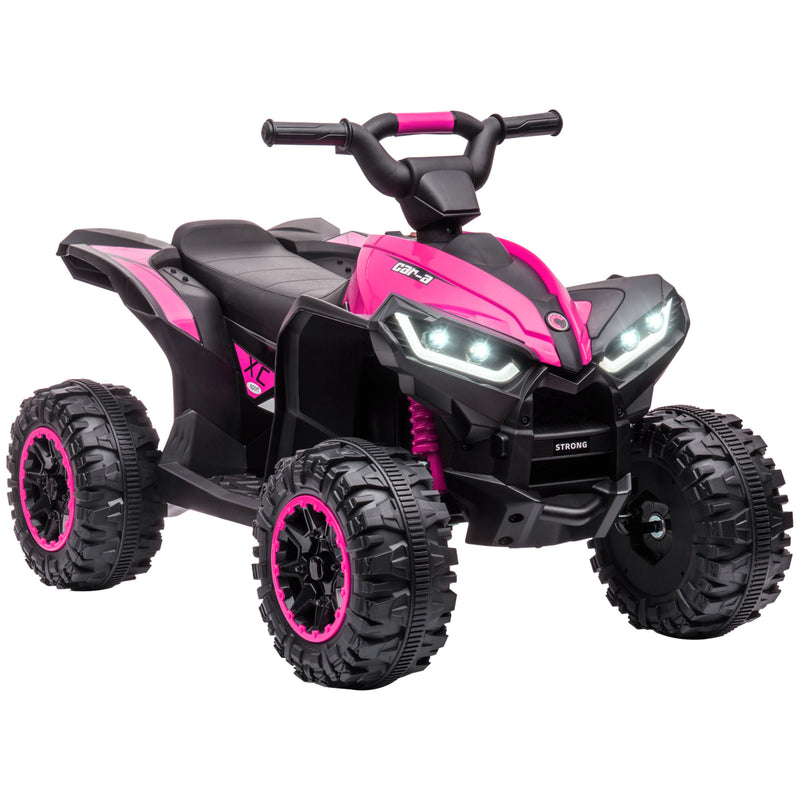 12V Quad Bike with Forward Reverse Functions, Ride on Car ATV Toy with High/Low Speed, Slow Start, Suspension System, Horn, Music, Pink