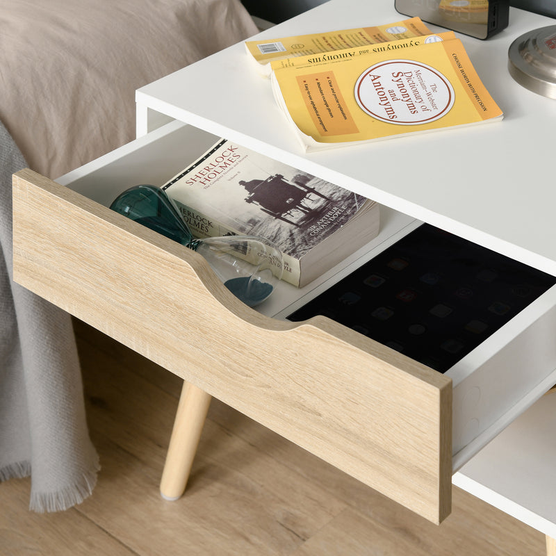 Bedside Table with Drawer and Shelf, Modern Nightstand, End Table for Bedroom, Living Room