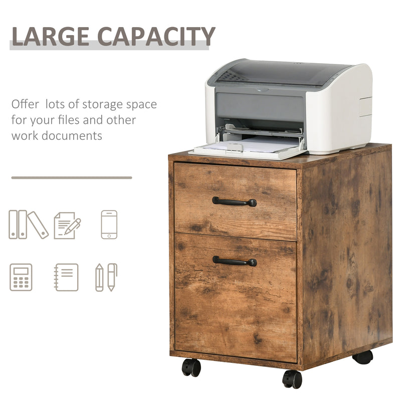 Rolling File Cabinet with 2 Drawers, Hanging File Folder, Home Office Under Desk Mobile Filing Organizer