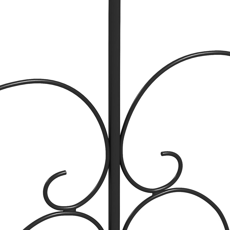Metal Decorative Outdoor Picket Fence Panels Set of 5, Heart-shaped Scrollwork, Black