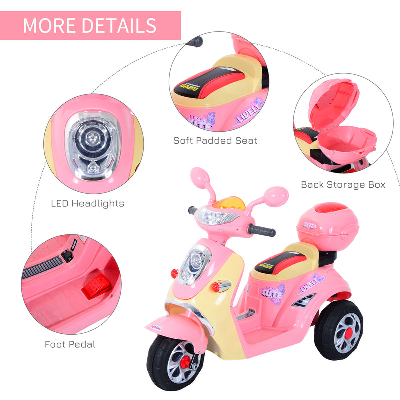 Toy Motorbike Plastic Music Playing Electric Ride-On Motorbike w/ Lights Pink