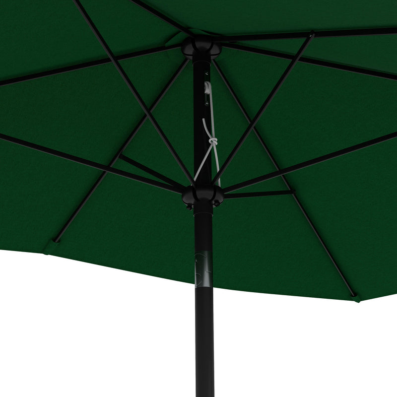 Rectangular Outdoor Parasol Market Umbrella with Crank & Push Button Tilt, 6 Ribs, Aluminium Pole, 2 x 3(m), Green