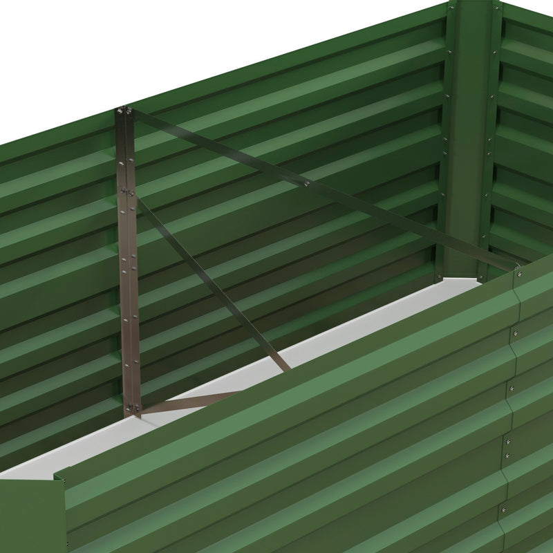 Raised Beds for Garden, Galvanised Steel Outdoor Planters with Multi-reinforced Rods, 180 x 90 x 59 cm, Green