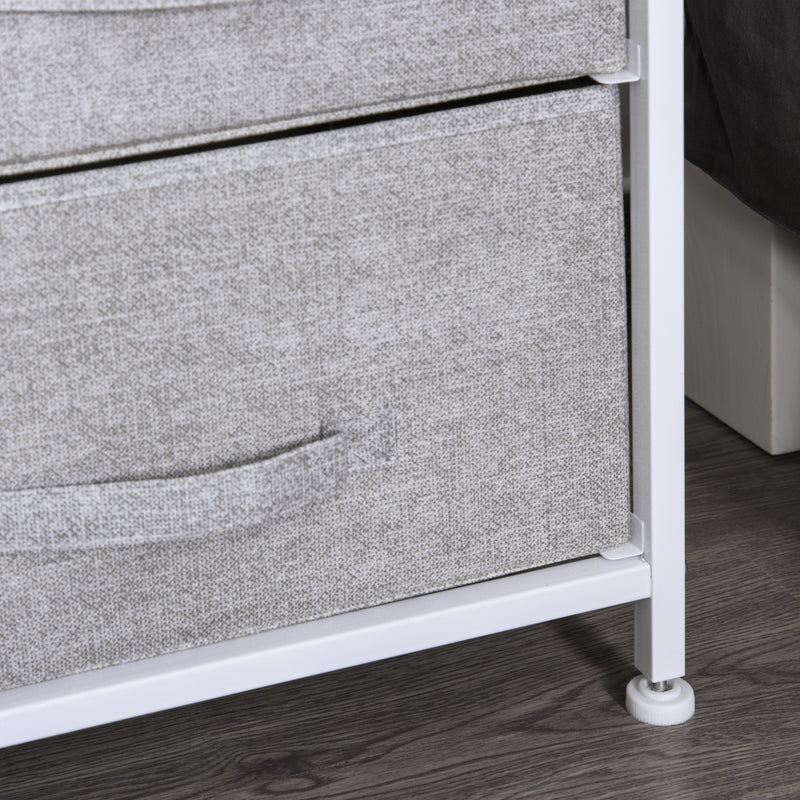 5 Drawer Linen Storage Chest Home Organisation w/ Shelf Handles Metal Frame Adjustable Feet Hallway Home Dresser Grey