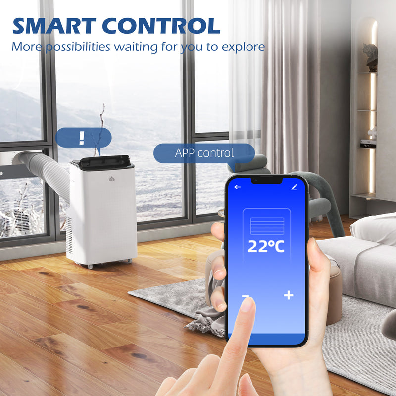 14,000 BTU Mobile Air Conditioner for Room up to 35m², Smart Home WiFi Compatible, with Dehumidifier, Fan, 24H Timer