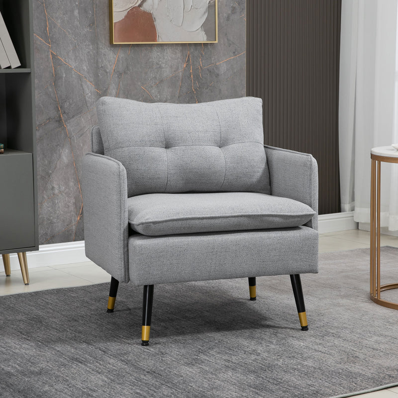 Modern Accent Chair, Upholstered Button Tufted Occasional Chair for Living Room and Bedroom, Grey
