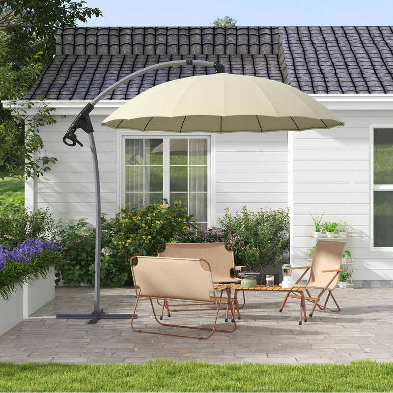 2.7m Cantilever Parasol, with Cross Base - Beige