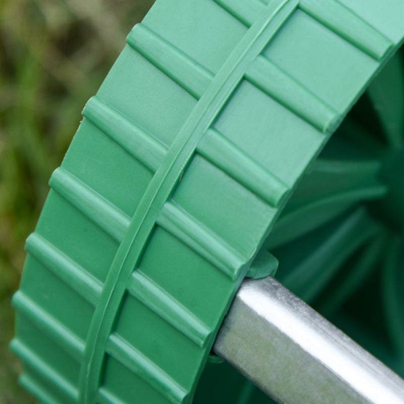 Garden Rolling Lawn Aerator Heavy Duty Steel Grass Roller w/ Adjustable Handle