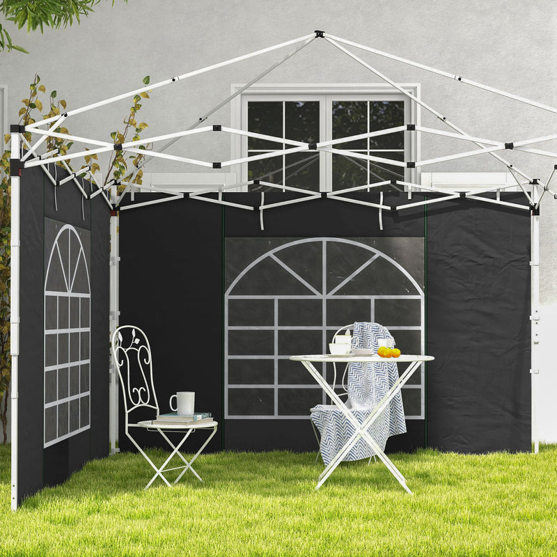 Gazebo Side Panels, 2 Pack Sides Replacement, for 3x3(m) or 3x6m Pop Up Gazebo, with Windows and Doors, Black