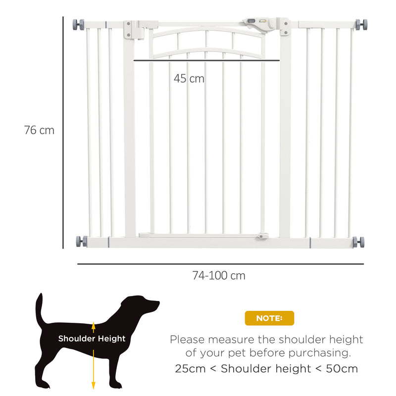 Pressure Fit Stair Gate, Dog Gate w/ Auto Closing Door for Small, Medium Dog, Easy Installation, for Width 74 to 100cm