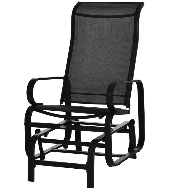 Outdoor Gliding Rocking Chair with Sturdy Metal Frame Garden Comfortable Swing Chair for Patio, Backyard and Poolside, Black