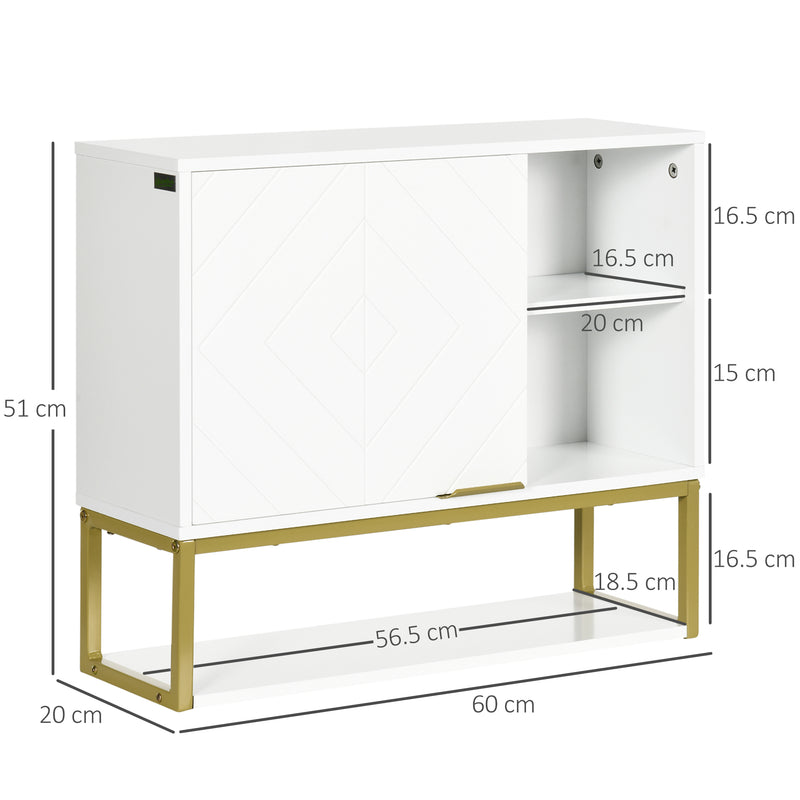 Bathroom Wall Cabinet, Over Toilet Storage Cabinet with Door and Storage Shelves for Hallway, Living Room, White