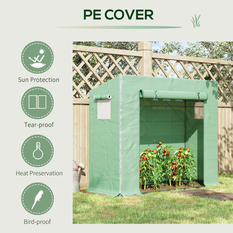 Garden Greenhouse with PE Plant Cover, Windows and Zipper Door for Fruit and Veg 198L x 77W x 149-168H cm