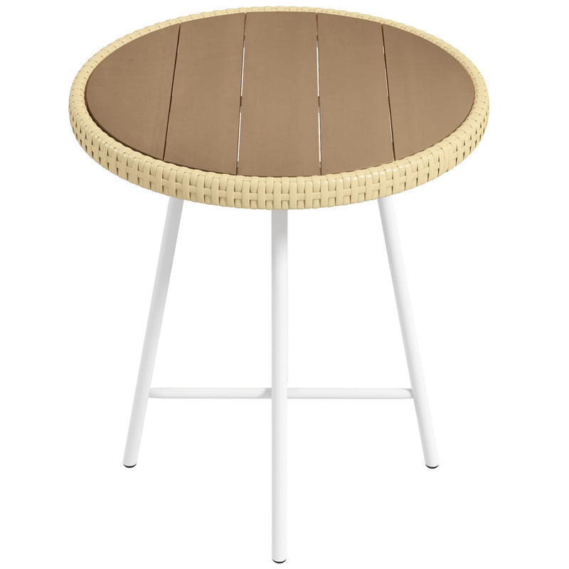 PE Rattan Side Table Natural Wood Finish