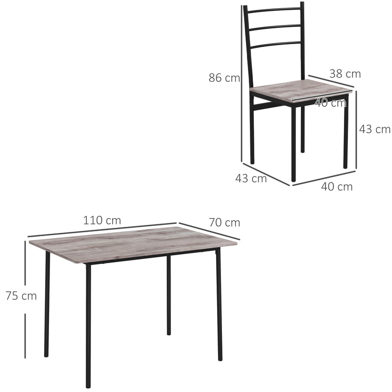 5 Piece Dining Table and Chairs Set 4, Dining Room Sets, Steel Frame Space Saving Table and 4 Chairs for Compact Kitchens