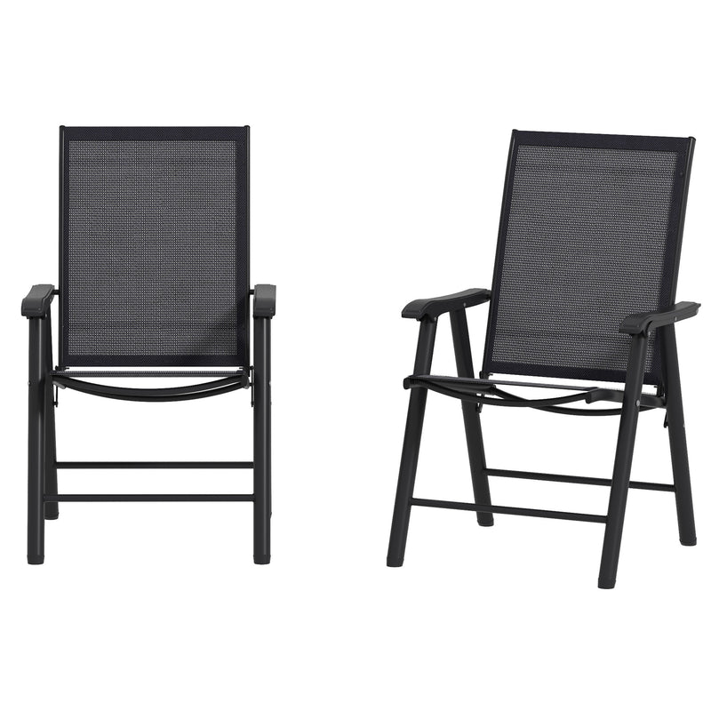 Set of 2 Foldable Metal Garden Chairs Outdoor Patio Park Dining Seat Yard Furniture Dark Grey