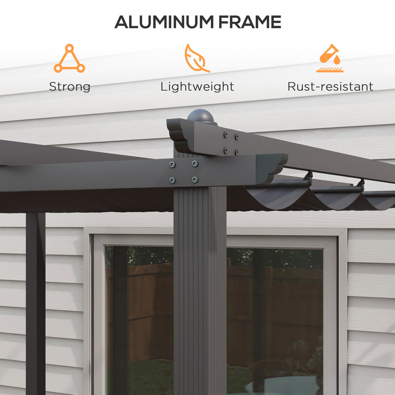 3 x 3(m) Aluminium Pergola with Retractable Roof, Garden Gazebo Canopy Sun Shade Shelter for Grill, Patio, Deck