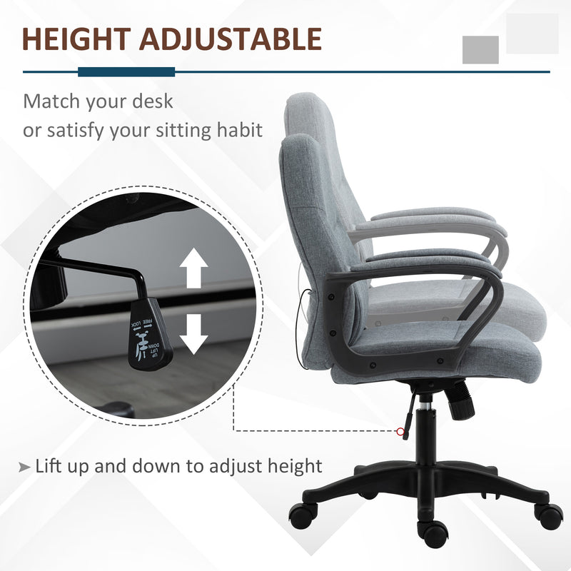 Office Chair with Massager Lumbar High Back Ergonomic Support Office 360° Swivel Chairs Adjustable Height Backrest Grey