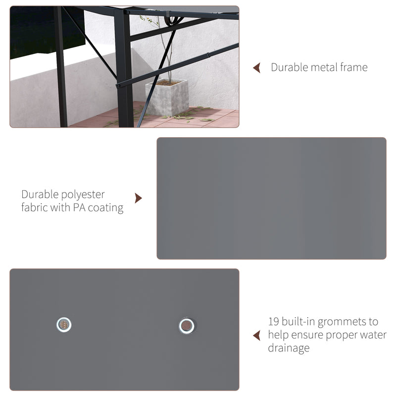 3 x 2.5m Patio Metal Gazebo Door Window Awning Wall Mount Metal Outdoor Shelter Charcoal Grey