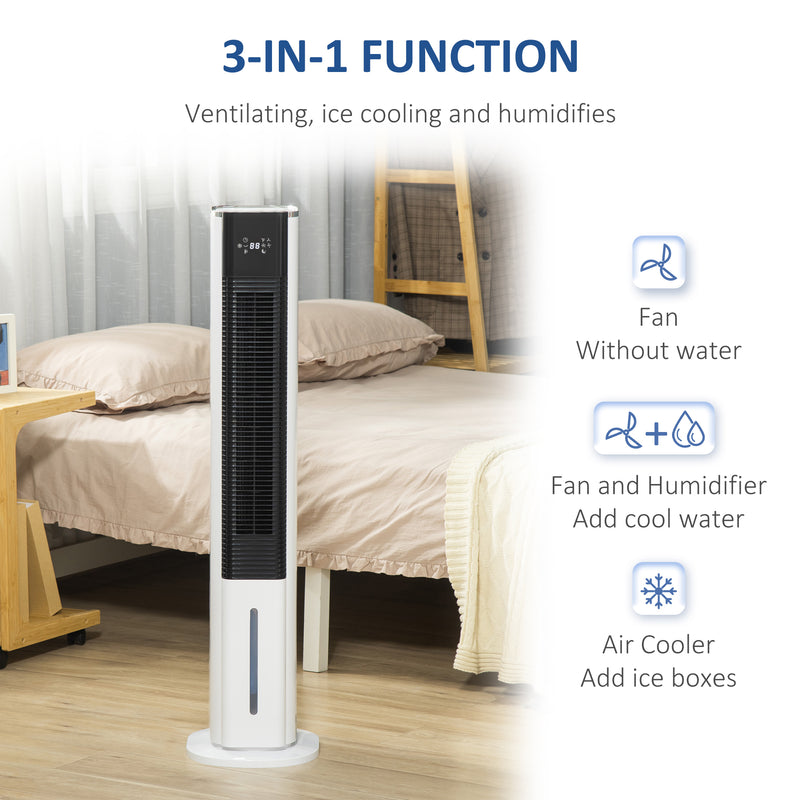42" Portable Air Cooler, Humidifier Evaporative Ice Cooling Fan Water Conditioner Unit w/ 3 Modes, Remote Controller, Timer for Bedroom, White