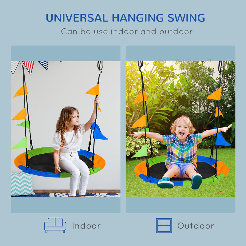 Saucer Tree Kids Swing Set with Adjustable Rope Waterproof Seat Steel Frame Backyard