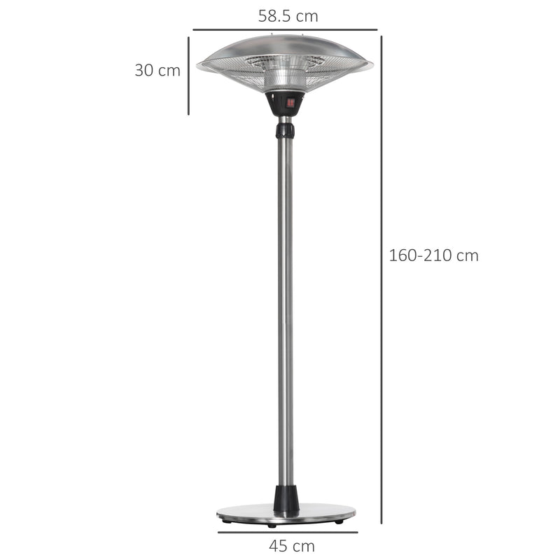 3KW Electric Patio Heater with 3 Heat Settings Freestanding Infrared Outdoor with Adjustable Height 5M Extra Long Power Lead Aluminium Alloy