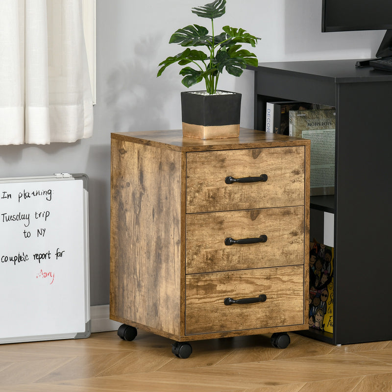 Rolling File Cabinet with 3 Drawers, Under Desk Mobile Filing Organizer Home Office Bedroom Furniture