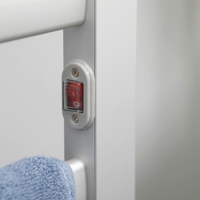 Electric Towel Warmer, 6 Bar Aluminum Heated Towel Rail, Wall Mounted & Free Standing Towel Drying Rack for Bathroom, Plug-in, Silver