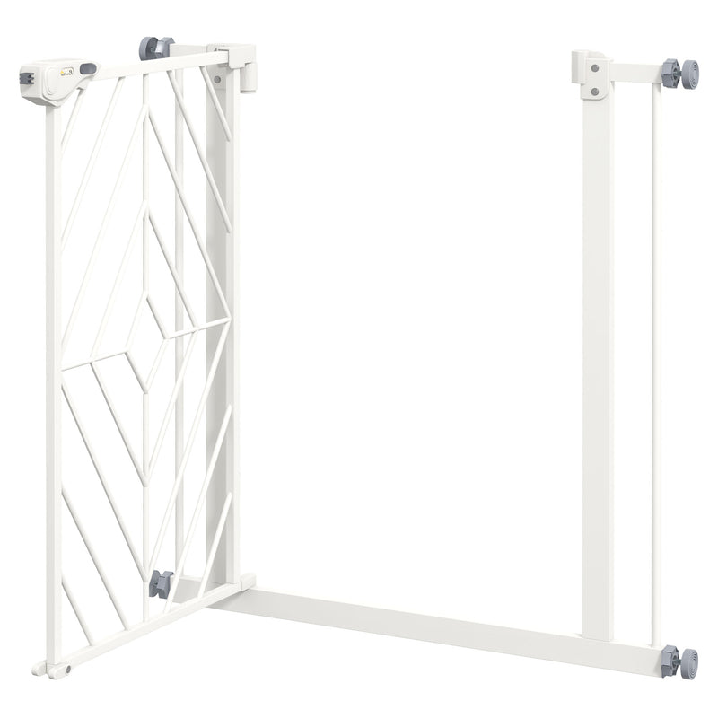 Pressure Fit Stair Gate, Dog Gate, with Auto Closing Door, Double Locking, Easy Installation, Openings 74-80cm - White