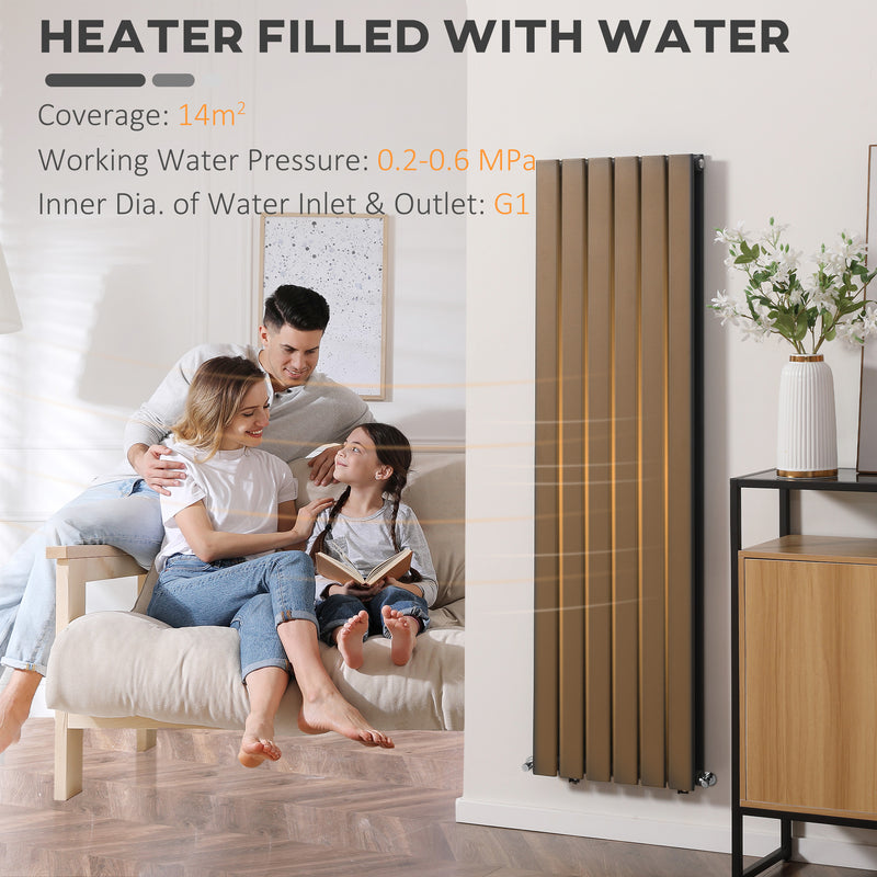 46 x 160cm Space Heater, Water-filled Heater for Home, Horizontal Designer Radiators, Quick Warm up, Living room, Study, Bathrooms, Grey