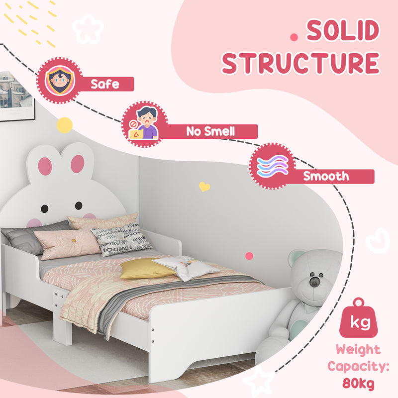 Wooden Kids Bedroom Furniture Set with Kids Dressing Table, Stool, Bed, for 3-6 Years, Bunny-Design